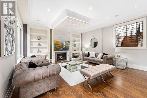 279 Betty Ann Drive, Toronto, ON - Indoor Photo Showing Living Room With Fireplace