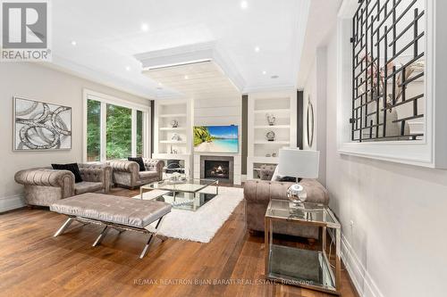 279 Betty Ann Drive, Toronto, ON - Indoor Photo Showing Living Room With Fireplace