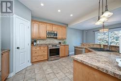 View of kitchen and door to your pantry. - 