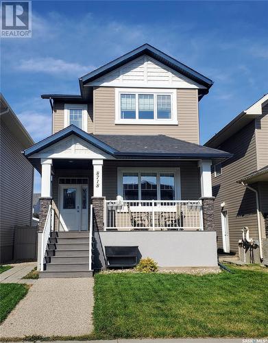 8718 Hincks Lane, Regina, SK - Outdoor With Deck Patio Veranda With Facade