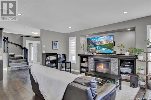 4338 Albulet Drive, Regina, SK - Indoor Photo Showing Living Room With Fireplace