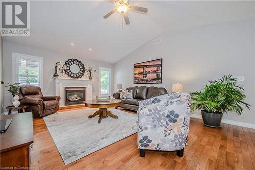 Living Room with cathedral ceilings - 310 Lanark Street, Caledonia, ON - Indoor Photo Showing Living Room With Fireplace