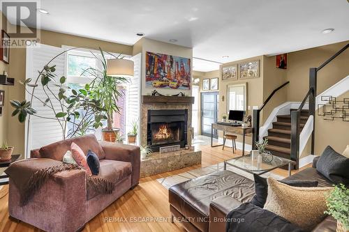 66 Yates Street, St. Catharines, ON - Indoor Photo Showing Living Room With Fireplace