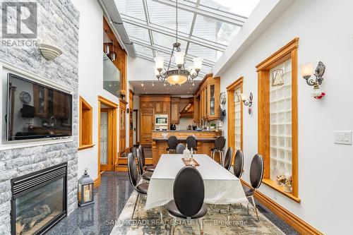 2221 Greenhurst Avenue, Mississauga, ON - Indoor Photo Showing Dining Room With Fireplace