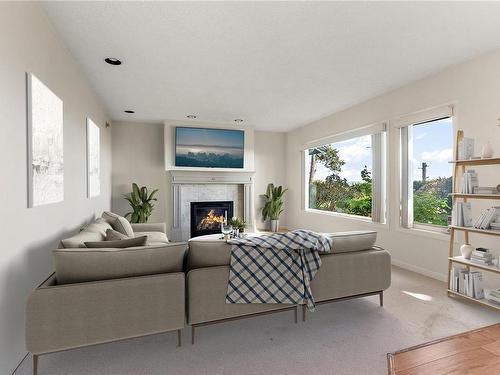 9386 Lochside Dr, Sidney, BC - Indoor Photo Showing Living Room With Fireplace