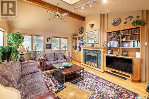 Ripplinger Acreage, Lumsden Rm No. 189, SK - Indoor Photo Showing Living Room With Fireplace