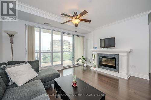 708 - 160 Macdonell Street, Guelph, ON - Indoor Photo Showing Living Room With Fireplace