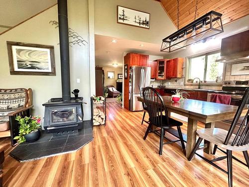 3240 Barriere South Road, Barriere, BC - Indoor Photo Showing Dining Room With Fireplace