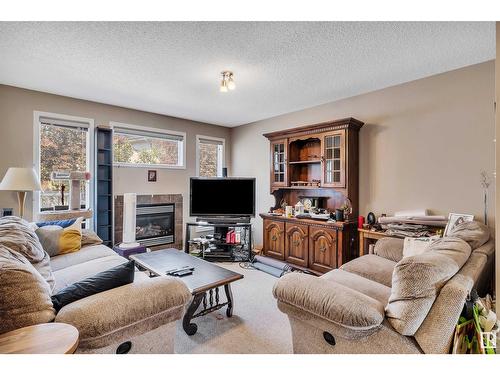 #28 6304 Sandin Wy Nw Nw, Edmonton, AB - Indoor Photo Showing Living Room With Fireplace