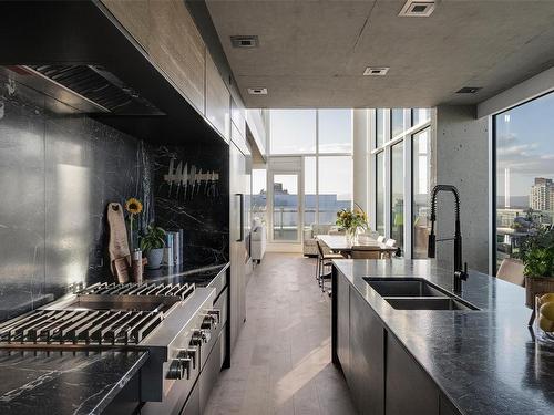 1702-989 Johnson St, Victoria, BC - Indoor Photo Showing Kitchen With Double Sink