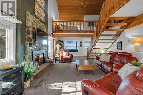 850 Pike Bay Road, Northern Bruce Peninsula, ON - Indoor Photo Showing Living Room With Fireplace