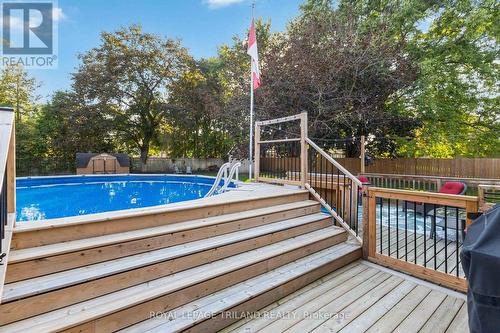 New stairs - 191 Bethany Street, North Middlesex (Parkhill), ON - Outdoor With Above Ground Pool With Deck Patio Veranda