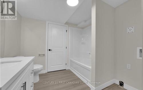 Basement - Bathroom with stacked laundry rough-in - 10111 Oxbow Drive, Middlesex Centre (Komoka), ON - Indoor Photo Showing Bathroom