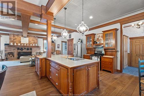 367 Crystal Bay Drive, Amherstburg, ON - Indoor Photo Showing Kitchen With Fireplace With Double Sink