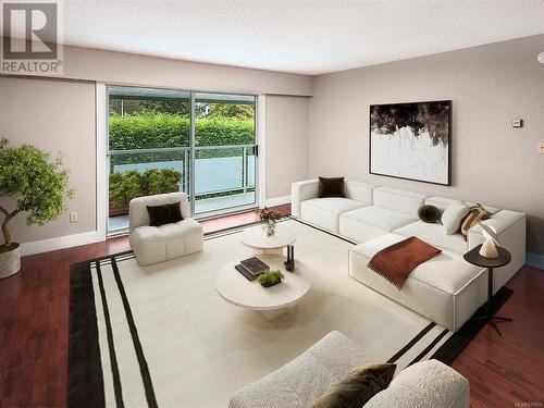 Virtually Staged - 406 1490 Garnet Rd, Saanich, BC - Indoor Photo Showing Living Room