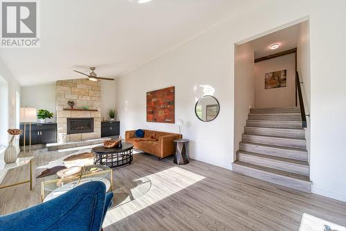 River'S Edge Acreage, Moose Jaw Rm No. 161, SK - Indoor Photo Showing Living Room With Fireplace