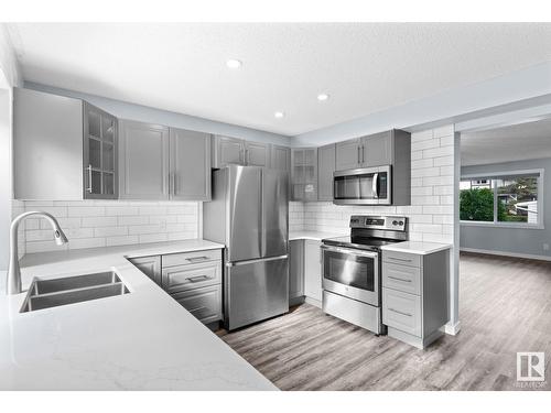 182 Tudor Ln Nw Nw, Edmonton, AB - Indoor Photo Showing Kitchen With Double Sink With Upgraded Kitchen