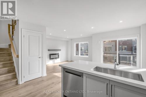 78 Dryden Lane, Hamilton, ON - Indoor Photo Showing Kitchen With Fireplace With Double Sink