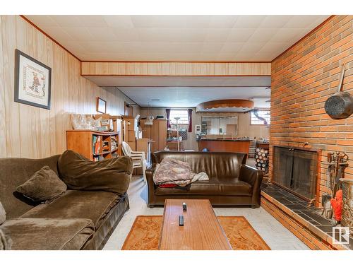 4801 Ada Bv Nw, Edmonton, AB - Indoor Photo Showing Living Room With Fireplace