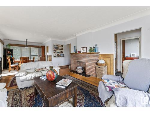 4801 Ada Bv Nw, Edmonton, AB - Indoor Photo Showing Living Room With Fireplace