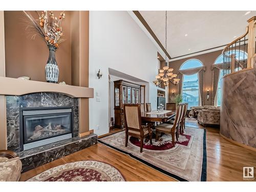 15907 91 St Nw, Edmonton, AB - Indoor Photo Showing Living Room With Fireplace