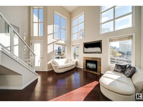 #504 10033 116 St Nw, Edmonton, AB - Indoor Photo Showing Living Room With Fireplace