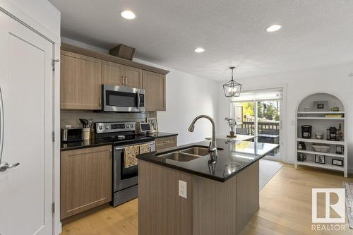 542 Chappelle Dr Sw, Edmonton, AB - Indoor Photo Showing Kitchen With Stainless Steel Kitchen With Double Sink