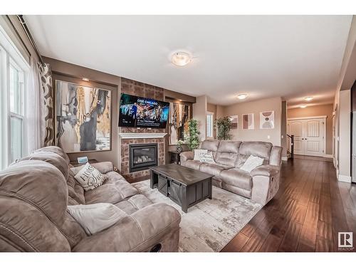 17103 122 St Nw, Edmonton, AB - Indoor Photo Showing Living Room With Fireplace