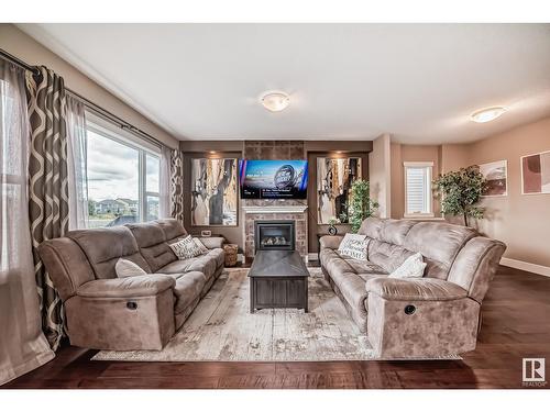 17103 122 St Nw, Edmonton, AB - Indoor Photo Showing Living Room With Fireplace