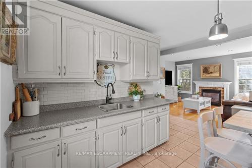 48 Sandra Street, Brantford, ON - Indoor Photo Showing Kitchen With Fireplace