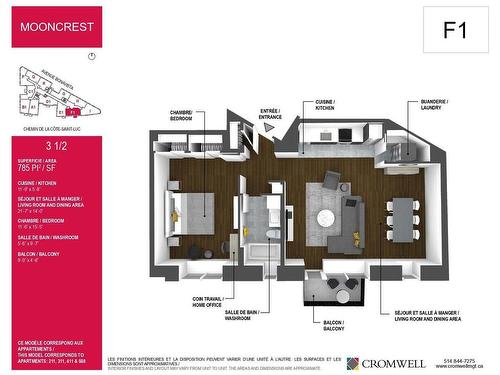 Plan (croquis) - 508-4851 Ch. De La Côte-St-Luc, Montréal (Côte-Des-Neiges/Notre-Dame-De-Grâce), QC 