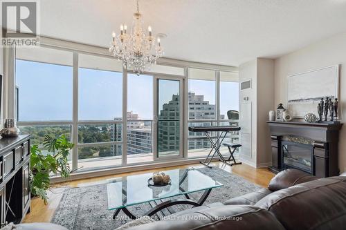 1208 - 2240 Lakeshore Boulevard W, Toronto (Mimico), ON - Indoor Photo Showing Living Room With Fireplace