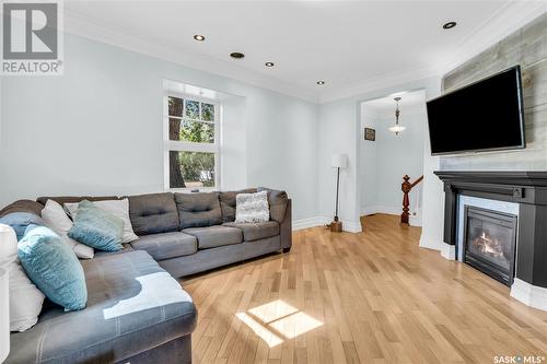 43 Walsh Street, Qu'Appelle, SK - Indoor Photo Showing Living Room With Fireplace