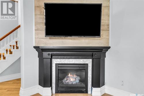 43 Walsh Street, Qu'Appelle, SK - Indoor Photo Showing Living Room With Fireplace