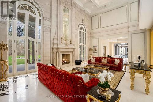 2275 Doulton Drive, Mississauga, ON - Indoor Photo Showing Living Room With Fireplace