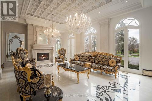 2275 Doulton Drive, Mississauga, ON - Indoor Photo Showing Living Room With Fireplace