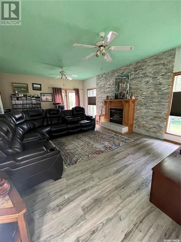 Fir River Country Acreage, Hudson Bay, SK - Indoor Photo Showing Living Room With Fireplace