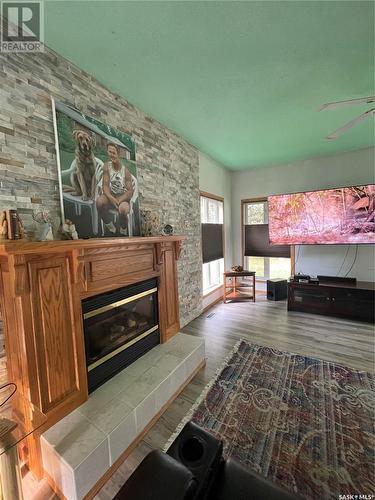 Fir River Country Acreage, Hudson Bay, SK - Indoor Photo Showing Living Room With Fireplace