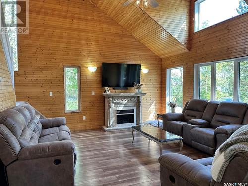 116 White Birch Drive, Lucien Lake, SK - Indoor Photo Showing Living Room With Fireplace