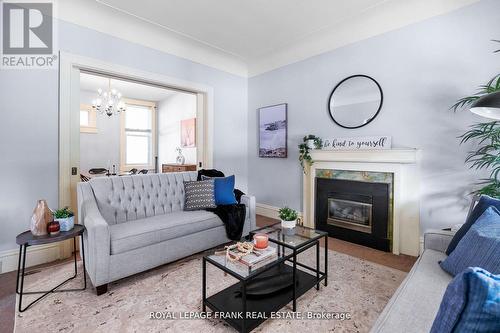 247 Cannon Street E, Hamilton (Landsdale), ON - Indoor Photo Showing Living Room With Fireplace