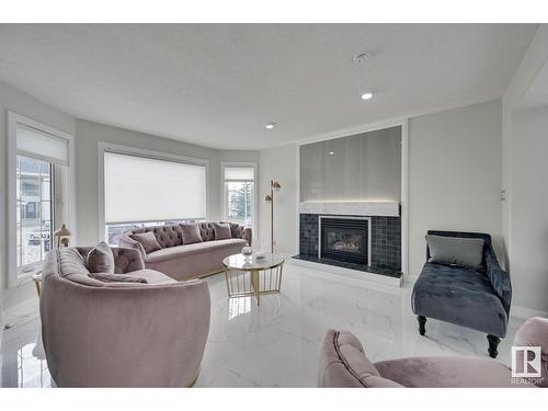 8616 159A Av Nw, Edmonton, AB - Indoor Photo Showing Living Room With Fireplace