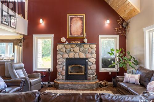 Turtle Lake Acreage, Turtle Lake, SK - Indoor Photo Showing Living Room With Fireplace