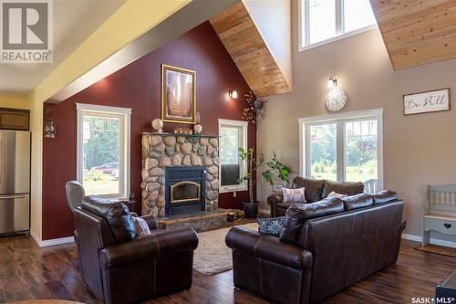 Turtle Lake Acreage, Turtle Lake, SK - Indoor Photo Showing Living Room With Fireplace