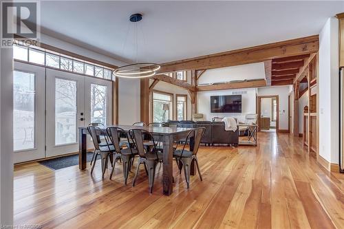 expansive open concept liveing dining and kitchen for entertaining family and friends - 740494 10 Sideroad, Chatsworth (Twp), ON - Indoor Photo Showing Dining Room