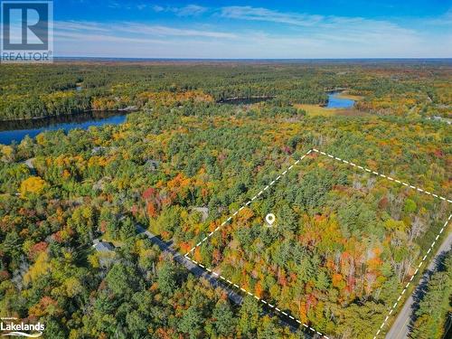 Aerial with approximate lot lines - 3 Shebeshekong Estates Road, Carling, ON - Outdoor With View