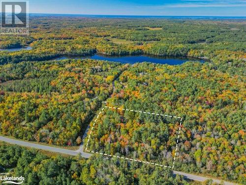 Aerial with approximate lot lines - 3 Shebeshekong Estates Road, Carling, ON - Outdoor With View