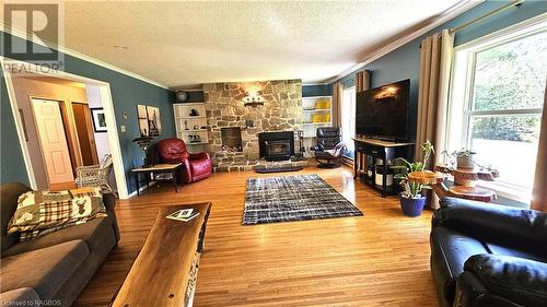 328 Dyer'S Bay Road, Miller Lake, ON - Indoor Photo Showing Living Room With Fireplace