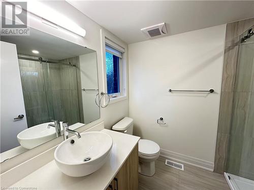 Bathroom featuring walk in shower, vanity, and toilet - 258 Hespeler Rd Road Unit# 36, Cambridge, ON - Indoor Photo Showing Bathroom