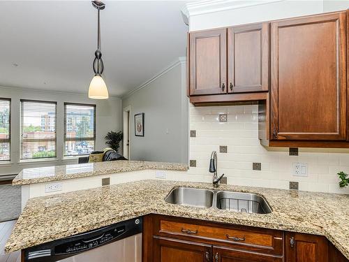 201-755 Goldstream Ave, Langford, BC - Indoor Photo Showing Kitchen With Double Sink