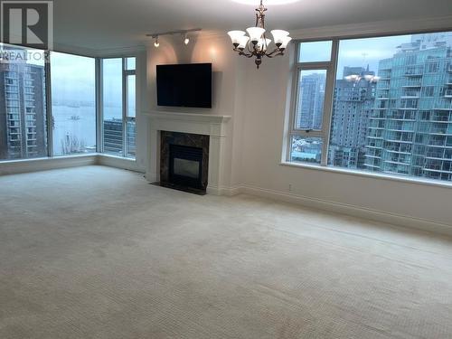 1301 1717 Bayshore Drive, Vancouver, BC - Indoor Photo Showing Living Room With Fireplace